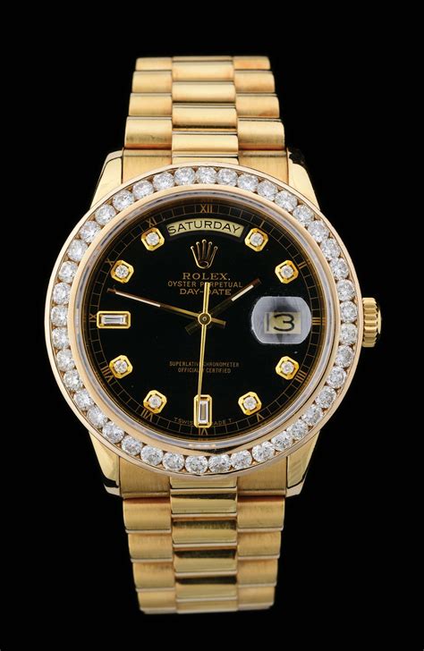 mens 18k gold rolex datejust president watch w diamonds|Rolex 18 ct gold dial.